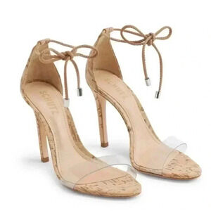 SCHUTZ Josseana Cork Sandal Clear Strap Heels Size 10B
